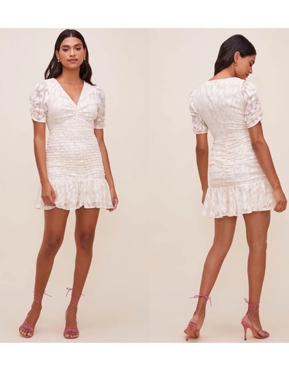 ASTR the Label Erina Ruched Mini Dress in Cream